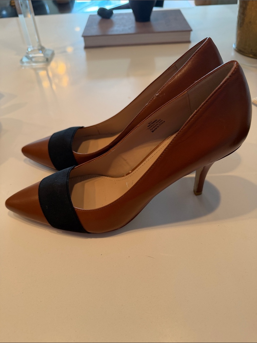 14th and Union Classic Pointed-Toe Leather Pumps in Brown and Black
